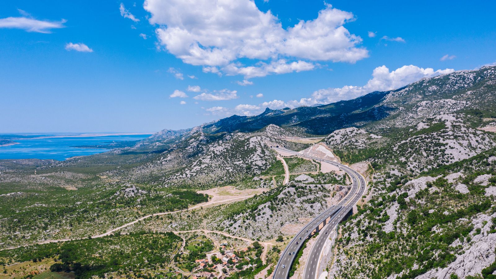 Coastal road in Croatia above the Adriatic Sea