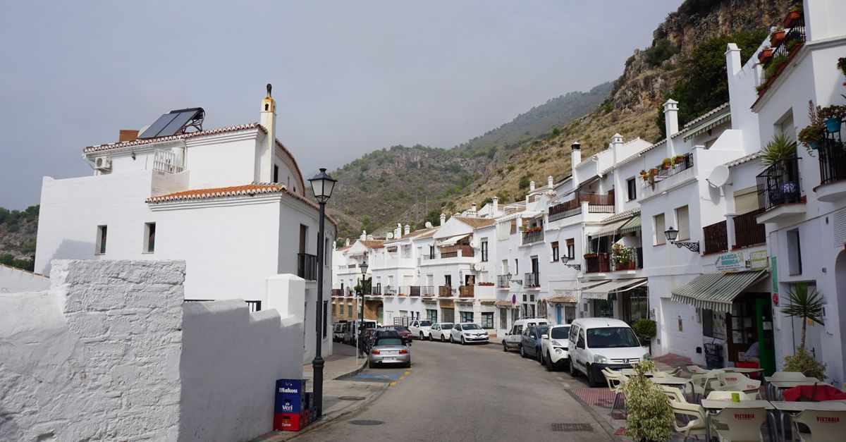 Urban road in Spain in bright sunlight